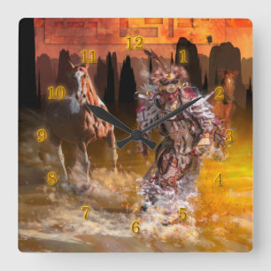 Native American Dancer ROLLING THUNDER Square Wall Clock