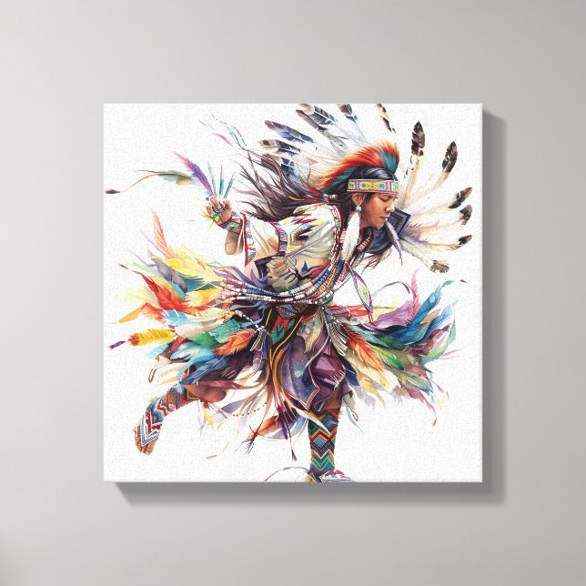 Native American Dancer Stretched Canvas Print (Front)