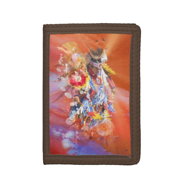 Native American DANCING WOLVES Trifold Wallet (Front Vertical)