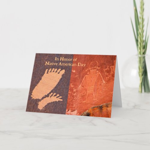 Native American Day Petroglyphs Feet and Figure Card