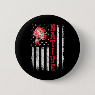 Native - American Day Usa Flag Cherokee Indigenous Button