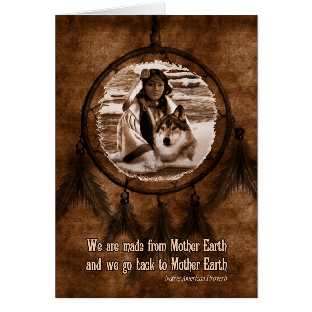 Native American Day Wolf and Dreamcatcher Cards (Front)