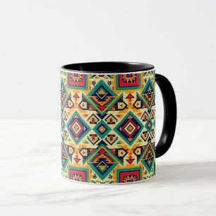 Native American Design - Blue Rust Orange Black Mug