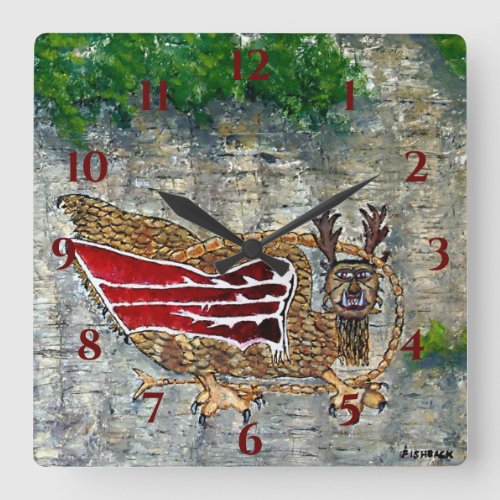Native American Design of Tribal Art Square Wall Clock