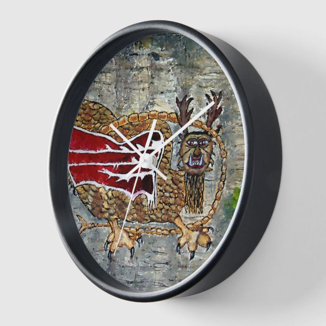 Native American Design of Tribal Art Square Wall Clock (Angle)