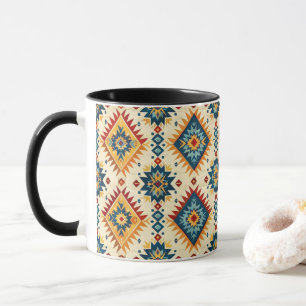 Native American Design-Shades of Blue Rust Orange Mug