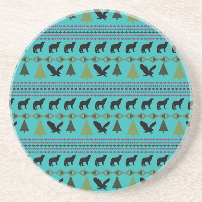 Native American Designs Sandstone Coaster (Front)
