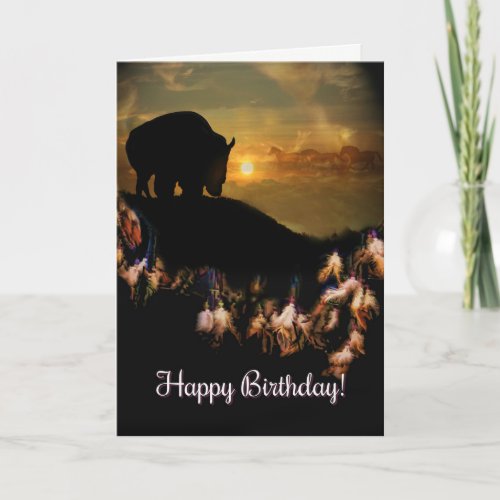 Native American Dream Catcher Buffalo Birthday Card