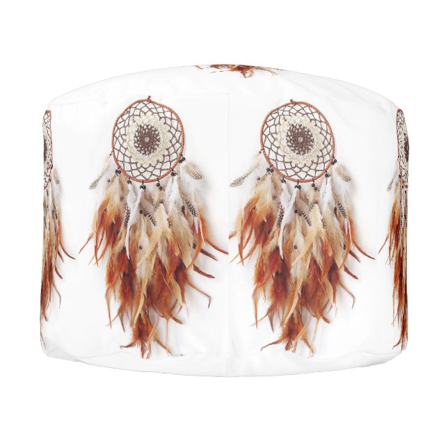 Native American Dream Catcher Round Indoor Pouf (Back)