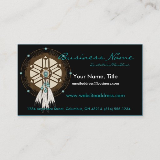 Customizable Native American Dreamcatcher D1 Business Cards