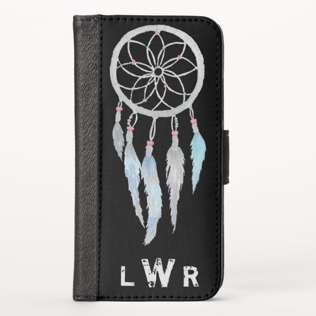 Native American Dreamcatcher Distressed Monogram iPhone Wallet Case (Front)