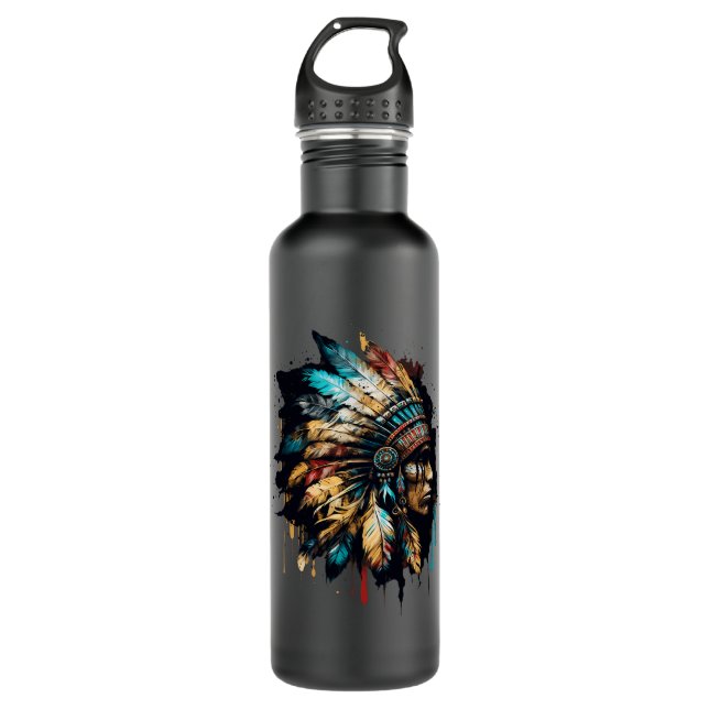 Native American Dreamcatcher Indian Design 24 Stainless Steel Water Bottle (Front)