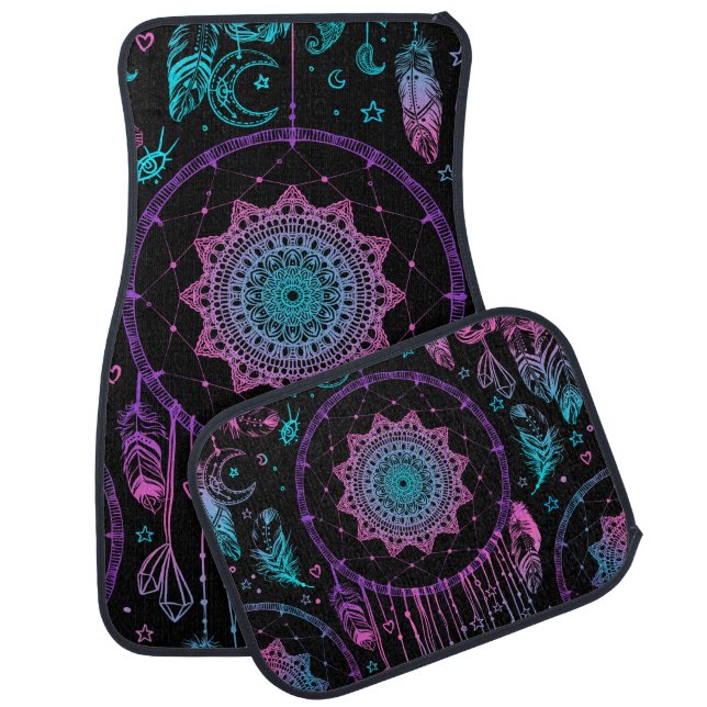 Native American Dreamcatcher Moon Pattern Car Floor Mat (Set)
