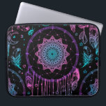 Native American Dreamcatcher Moon Pattern Laptop Sleeve<br><div class="desc">Native American Indian talisman dreamcatcher with feathers, moon over black background. Seamless pattern. Vintage illustration. Ethnic design, boho chic, tribal symbol. Good fabric, textile, wallpaper Native Elegance: Dreamcatcher's Magic Shines, Seamless Vintage Pattern Tells Tales. Native American dreamcatcher graces patterns. Ethnic decor in vintage elegance. seamless, pattern, dreamcatcher, dream, tribal, background,...</div>