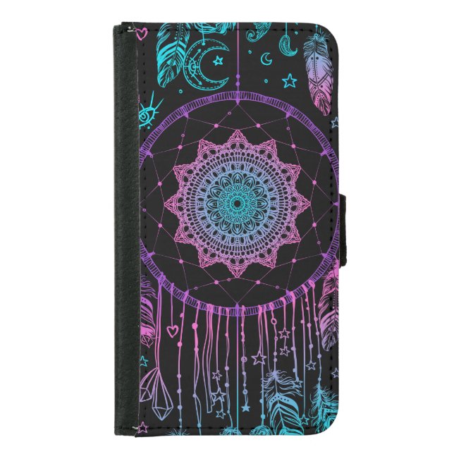 Native American Dreamcatcher Moon Pattern Samsung Galaxy Wallet Case (Front)