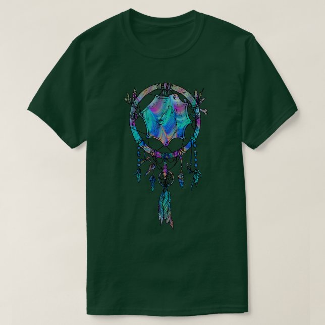 Native American Dreamcatcher Psychedelic Wolf Gift T-Shirt (Design Front)