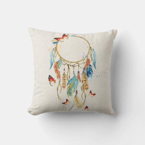 Native American Dreamcatcher Throw Pillow