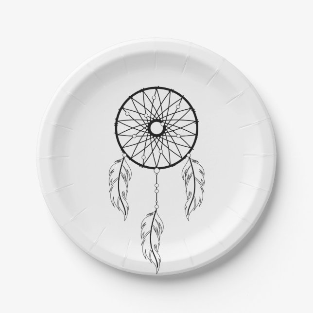 Native American Dreamcatcher Tribal Wedding Boho Paper Plates (Front)