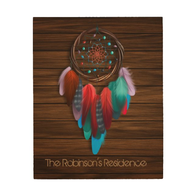 Native American Dreamcatcher Wood Wall Art (Front)