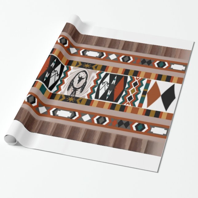 Native American Dreamcatcher Wrapping Paper (Unrolled)