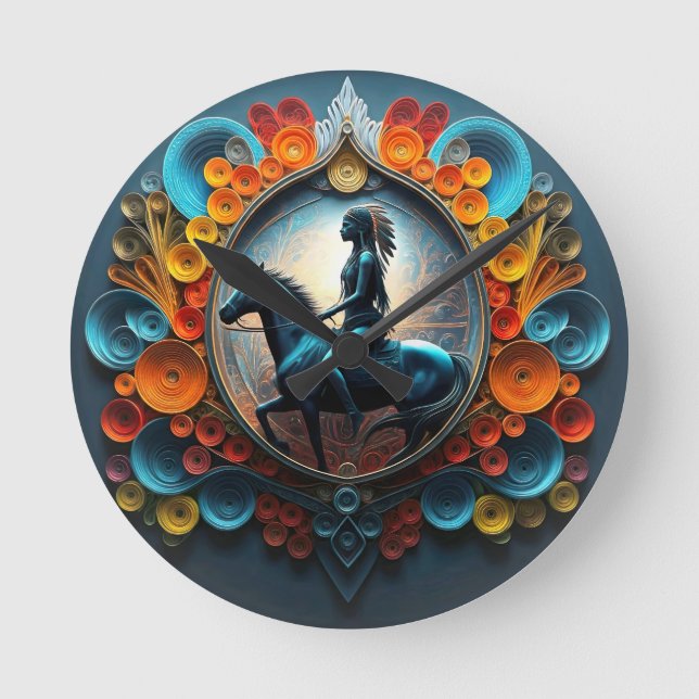 "Native American Dreamscape" Round Clock (Front)