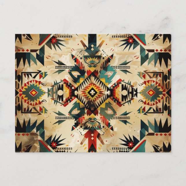 Native American Ethnic Art Tribe Pattern Vintage Postcard (Front)