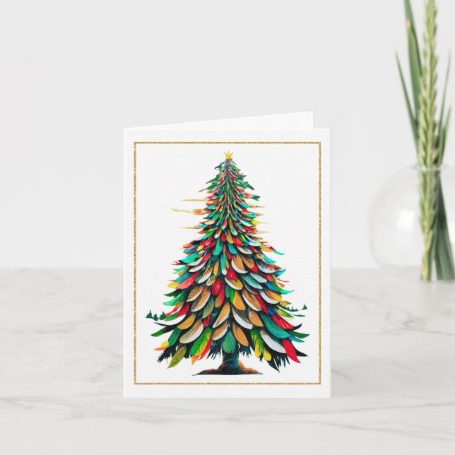 Native American Feather Christmas Tree Card (Front)