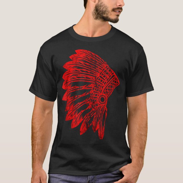Native American Feather Headdress Indian Chief Tri T-Shirt (Front)