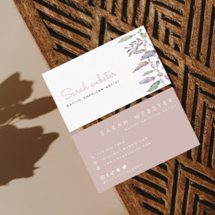 Native American Feather Watercolor Simple Elegant Business Card