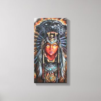 Native American Female Warrior Canvas Print by BizzleApparel at Zazzle