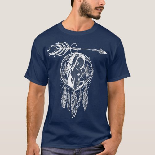 Native American Filigree Horse Dreamcatcher 2 T_Shirt