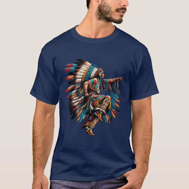 Native American First Nations Indian Dancer Logo  T-Shirt (Front)