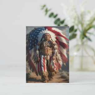 Native American Flag Headdress Postcard