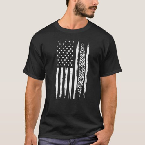 Native American Flag Patriotic Indian Pride Indige T_Shirt