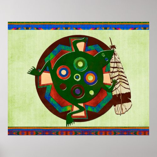 Native American Folk Art Frog Poster
