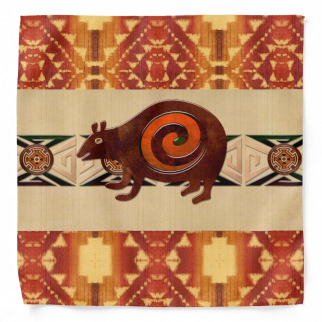 Native American Folk Art Red Bear Bandana (Front)