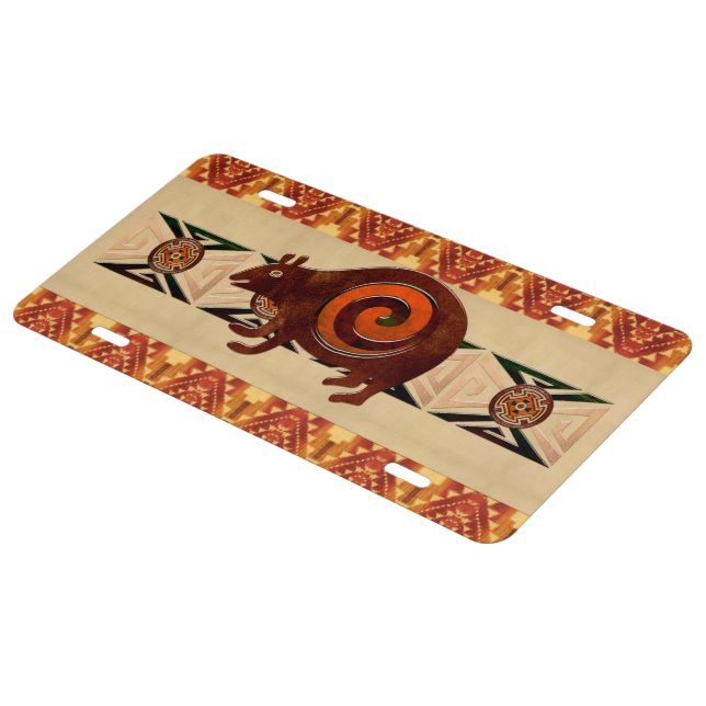 Native American Folk Art Red Bear License Plate (Side)