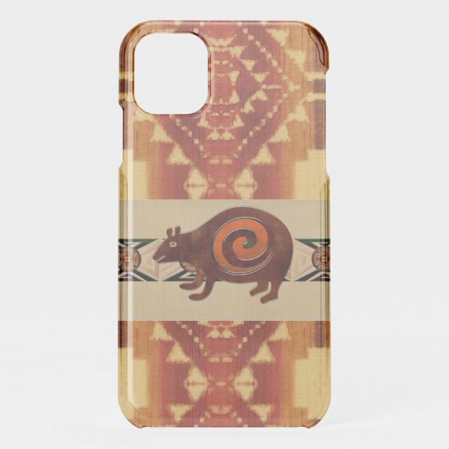 Native American Folk Art Red Bear Uncommon iPhone Case (Back)