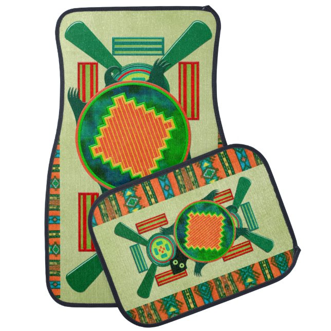 Native American Folk Art Turtle Car Mat (Set)