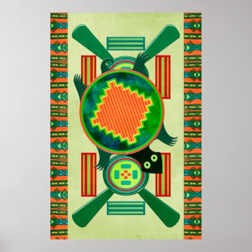 Native American Folk Art Turtle Poster