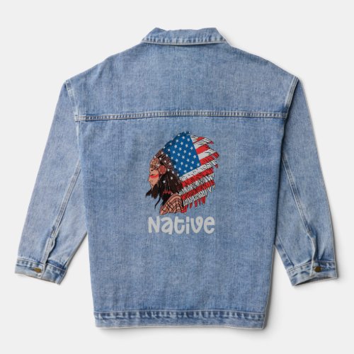 Native American  For Indian Tribe Warrior Pride  Denim Jacket