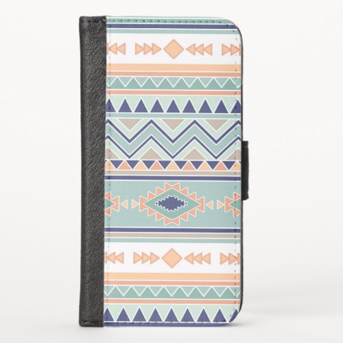 Native American Geometric Sage Coral iPhone X Wallet Case