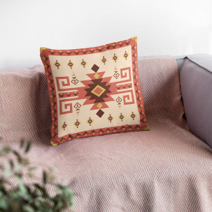Native American Geometry African Arabesque Arabic Throw Pillow