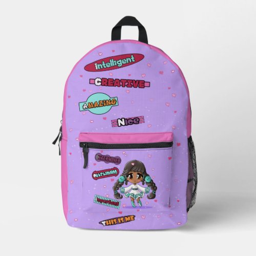 Native American Girl and Positive Words Printed Backpack