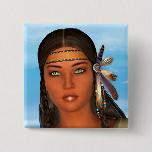 Native American Girl Button