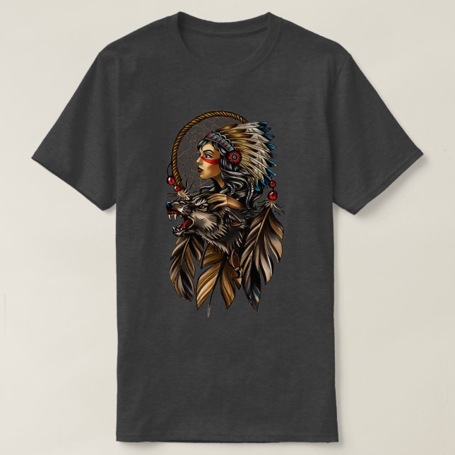 Native American Girl Chief  T-Shirt (Design Front)