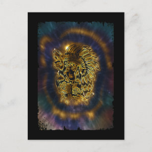 Native American Girl Galaxy Howling Wolf Postcard