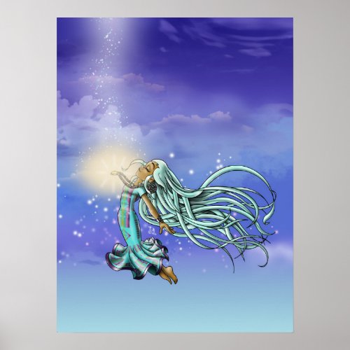 Native American Girl in Sky Poster