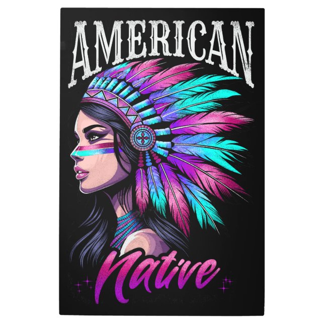 native american girl metal print (Front)