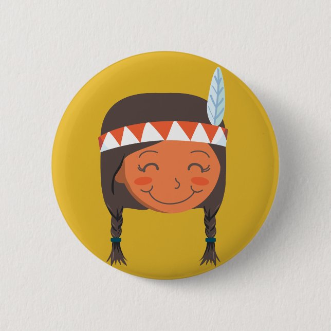 Native American Girl Pinback Button (Front)
